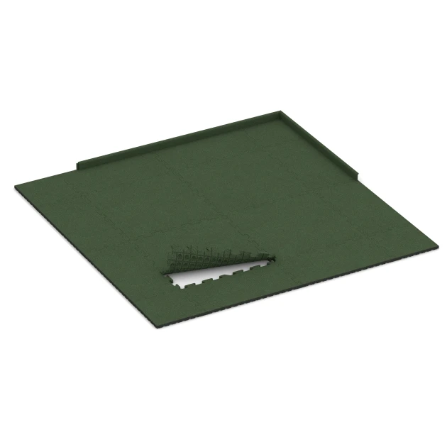 Typische Verlegung oder Einbausituation für den Artikel 3374 von WARCO - Fitness-Bodenschutzmatte, Farbton Grasgrün in der Abmessung 1000 x 1000 x 30 mm.