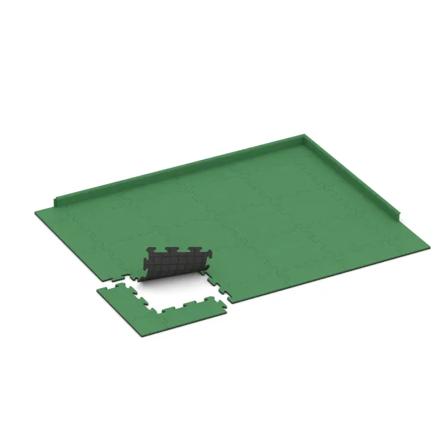 Typische Verlegung oder Einbausituation für den Artikel 6202 von WARCO - Sportboden‑Platte 1,8 cm, Farbton Maigrün in der Abmessung 500 x 500 x 18 mm.