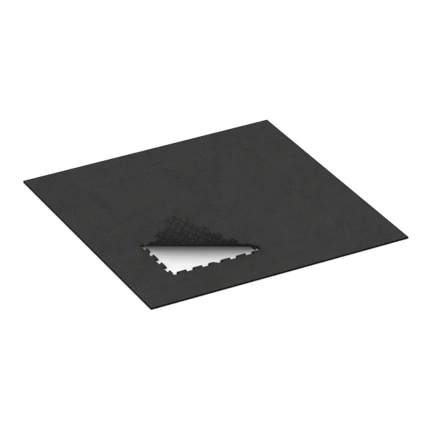 Typische Verlegung oder Einbausituation für den Artikel 0340 von WARCO - Bodenschutzmatte 1,8 cm HD – Fitness, Farbton Anthrazit in der Abmessung 1000 x 1000 x 18 mm.