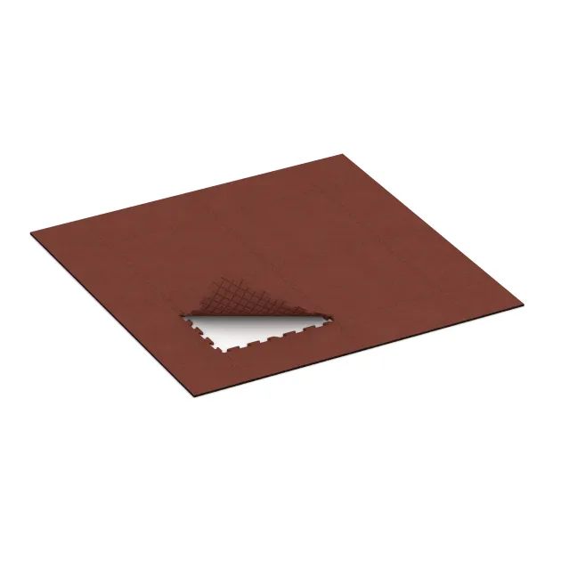 Typische Verlegung oder Einbausituation für den Artikel 0341 von WARCO - Bodenschutzmatte 1,8 cm HD – Fitness, Farbton Ziegelrot in der Abmessung 1000 x 1000 x 18 mm.
