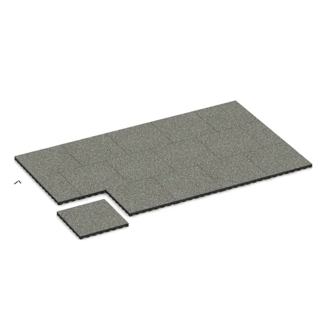 Typische Verlegung oder Einbausituation für den Artikel 5342 von WARCO - Fallschutzplatte, Farbton Grauer Granit in der Abmessung 500 x 500 x 40 mm.