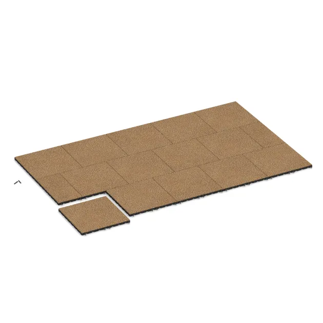 Typische Verlegung oder Einbausituation für den Artikel 5324 von WARCO - Fallschutzplatte, Farbton Rattan Lounge in der Abmessung 500 x 500 x 30 mm.