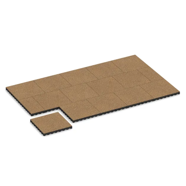 Typische Verlegung oder Einbausituation für den Artikel 5353 von WARCO - Fallschutzplatte, Farbton Rattan Lounge in der Abmessung 500 x 500 x 50 mm.