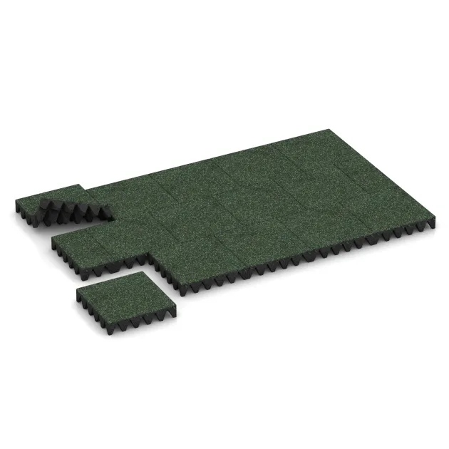 Typische Verlegung oder Einbausituation für den Artikel 3709 von WARCO - Fallschutzplatte, Farbton Englischer Rasen in der Abmessung 500 x 500 x 100 mm.