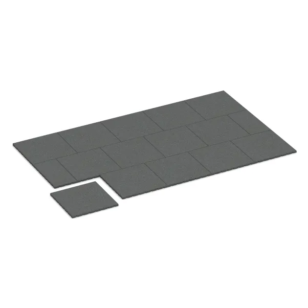 Typische Verlegung oder Einbausituation für den Artikel 0535 von WARCO - Balkonfliese 2,5 cm, Farbton Schiefergrau in der Abmessung 500 x 500 x 25 mm.