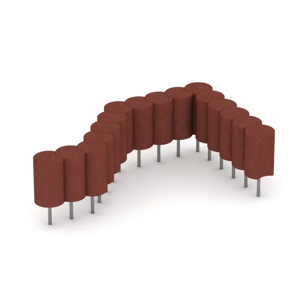 Typische Verlegung oder Einbausituation für den Artikel 2549 von WARCO - Gummi-Palisade, Farbton Ziegelrot in der Abmessung ø250 x 400 mm.