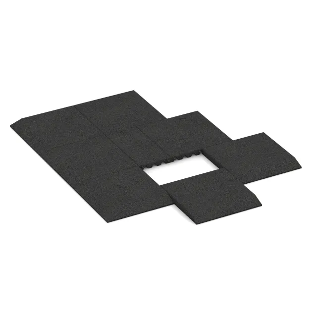 Typische Verlegung oder Einbausituation für den Artikel 0437 von WARCO - Rand-Platte (eine Seite abgeschrägt), Farbton Anthrazit in der Abmessung 500 x 500 x 45 mm.