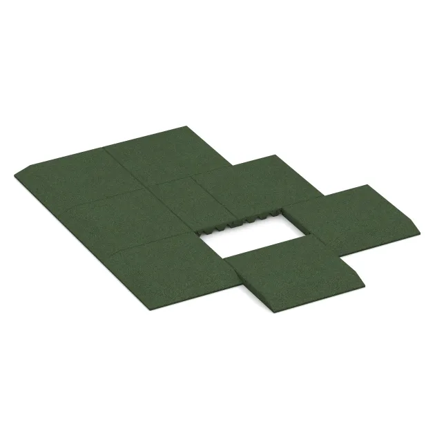 Typische Verlegung oder Einbausituation für den Artikel 0434 von WARCO - Rand-Platte (eine Seite abgeschrägt), Farbton Grasgrün in der Abmessung 500 x 500 x 45 mm.