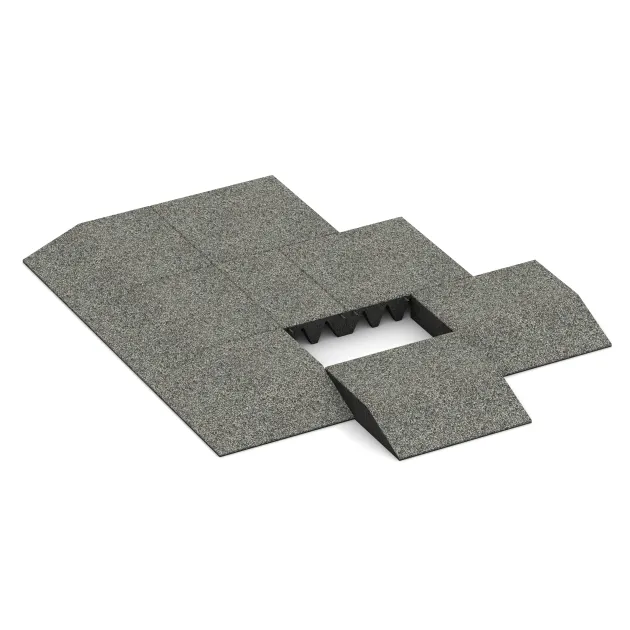 Typische Verlegung oder Einbausituation für den Artikel 3817 von WARCO - Rand-Platte (eine Seite abgeschrägt), Farbton Grauer Granit in der Abmessung 500 x 500 x 100 mm.