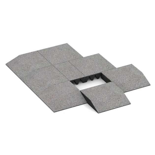 Typische Verlegung oder Einbausituation für den Artikel 4505 von WARCO - Rand-Platte (eine Seite abgeschrägt), Farbton Grau Melange in der Abmessung 500 x 500 x 100 mm.