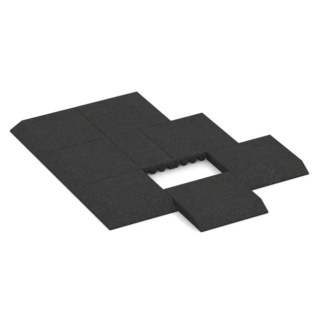 Typische Verlegung oder Einbausituation für den Artikel 0449 von WARCO - Rand-Platte (eine Seite abgeschrägt), Farbton Anthrazit in der Abmessung 500 x 500 x 65 mm.