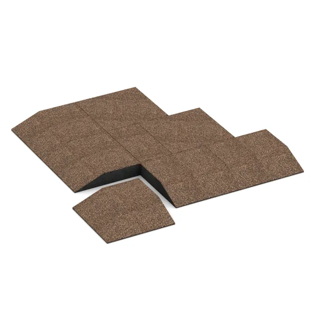 Typische Verlegung oder Einbausituation für den Artikel 3834 von WARCO - Eck-Platte (zwei Seiten abgeschrägt), Farbton Bast & Borke in der Abmessung 500 x 500 x 100 mm.