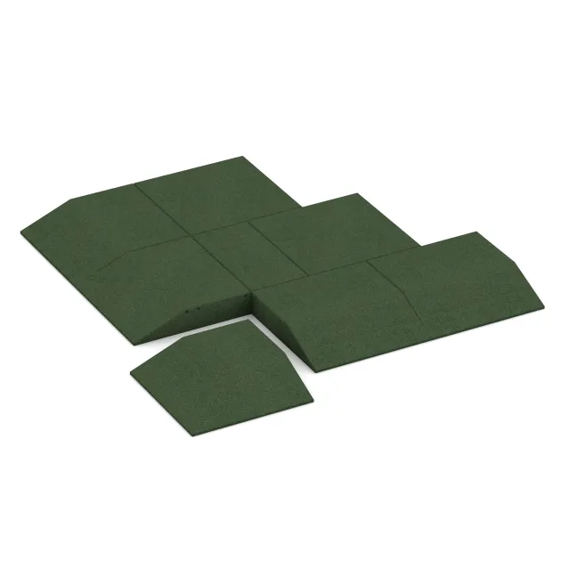 Typische Verlegung oder Einbausituation für den Artikel 0501 von WARCO - Eck-Platte (zwei Seiten abgeschrägt), Farbton Grasgrün in der Abmessung 500 x 500 x 100 mm.