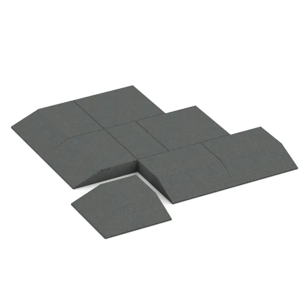 Typische Verlegung oder Einbausituation für den Artikel 0502 von WARCO - Eck-Platte (zwei Seiten abgeschrägt), Farbton Schiefergrau in der Abmessung 500 x 500 x 100 mm.