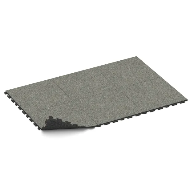 Typische Verlegung oder Einbausituation für den Artikel 1599 von WARCO - Fitnessboden Gummi-Fliesen Classic, Farbton Grauer Granit in der Abmessung 1000 x 1000 x 30 mm.