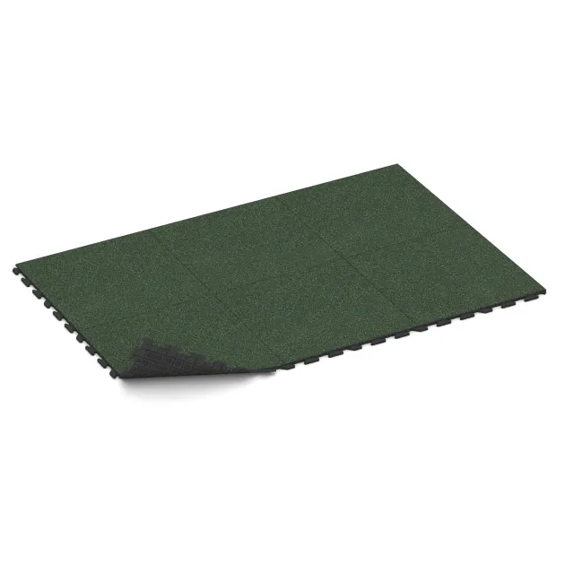 Typische Verlegung oder Einbausituation für den Artikel 1601 von WARCO - Fitnessboden Gummi-Fliesen Classic, Farbton Englischer Rasen in der Abmessung 1000 x 1000 x 30 mm.