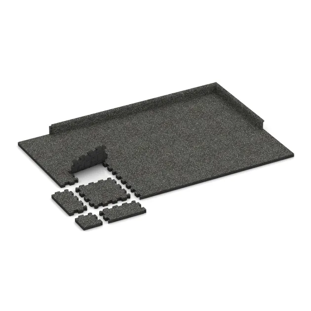 Typische Verlegung oder Einbausituation für den Artikel 4271 von WARCO - Sportboden – fugenlos, Farbton Dunkelgrauer Granit in der Abmessung 306 x 306 x 30 mm.