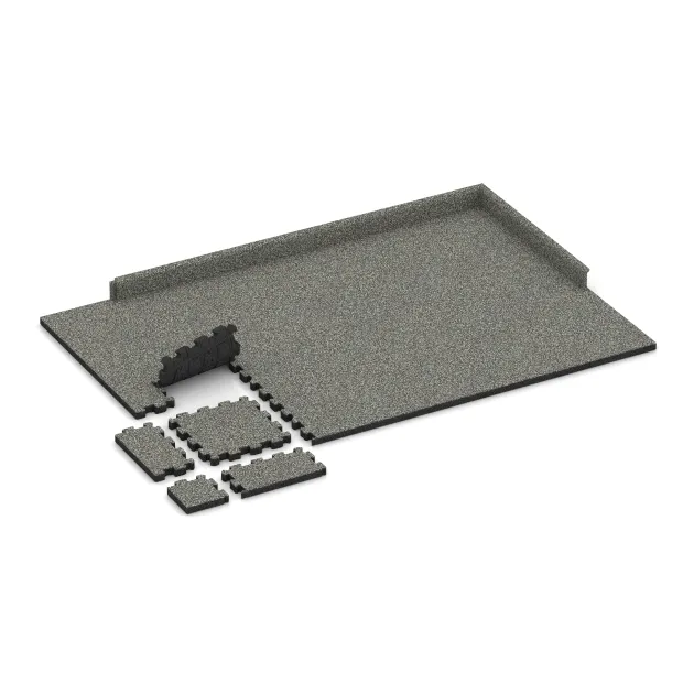 Typische Verlegung oder Einbausituation für den Artikel 4272 von WARCO - Sportboden – fugenlos, Farbton Grauer Granit in der Abmessung 306 x 306 x 30 mm.
