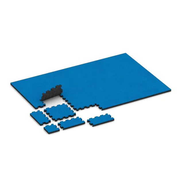 Typische Verlegung oder Einbausituation für den Artikel 4252 von WARCO - Sportboden – fugenlos, Farbton Himmelblau in der Abmessung 306 x 306 x 30 mm.
