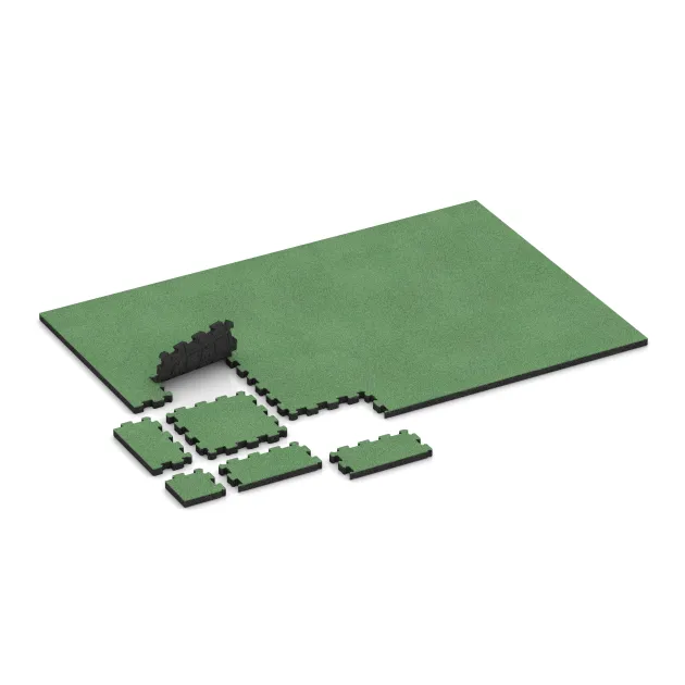 Typische Verlegung oder Einbausituation für den Artikel 4250 von WARCO - Sportboden – fugenlos, Farbton Blassgrün in der Abmessung 306 x 306 x 30 mm.