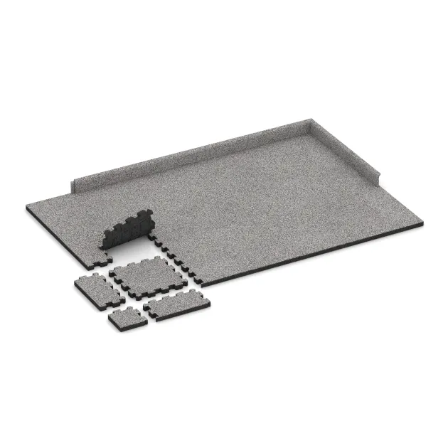 Typische Verlegung oder Einbausituation für den Artikel 4455 von WARCO - Sportboden – fugenlos, Farbton Grau Melange in der Abmessung 306 x 306 x 30 mm.