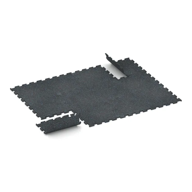 Typische Verlegung oder Einbausituation für den Artikel 3770 von WARCO - Fitness Performance Elite Trainingsboden, Farbton Leicht Blau Gesprenkelt in der Abmessung 500 x 500 x 15 mm.