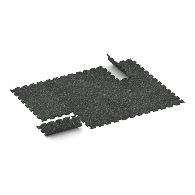 Typische Verlegung oder Einbausituation für den Artikel 3771 von WARCO - Fitness Performance Elite Trainingsboden, Farbton Leicht Grün Gesprenkelt in der Abmessung 500 x 500 x 15 mm.