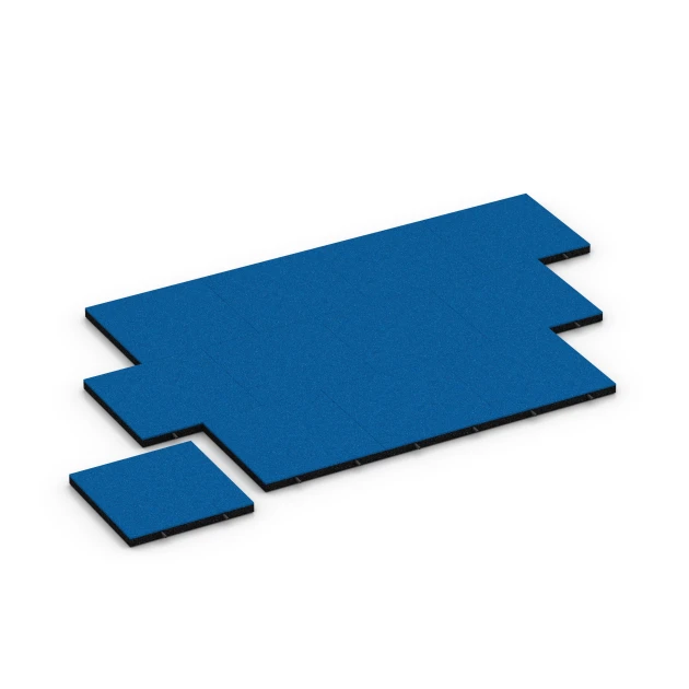 Typische Verlegung oder Einbausituation für den Artikel 6223 von WARCO - Fallschutzplatten, Farbton Himmelblau in der Abmessung 50 x 50 x 4,5 cm.