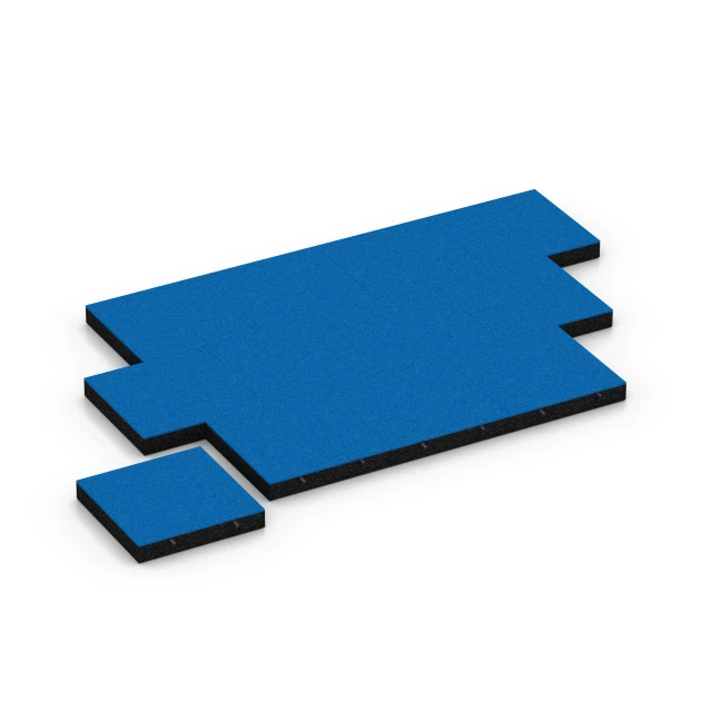 Typische Verlegung oder Einbausituation für den Artikel 6232 von WARCO - Fallschutzplatten, Farbton Himmelblau in der Abmessung 50 x 50 x 8 cm.