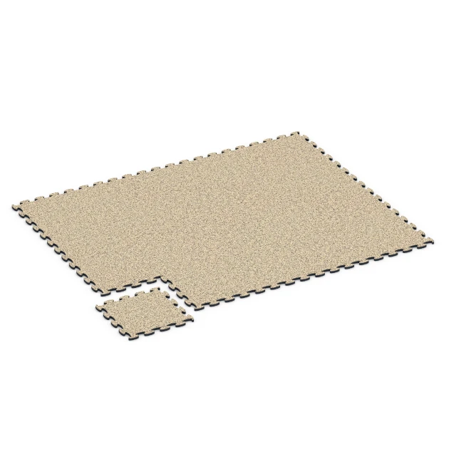 Typische Verlegung oder Einbausituation für den Artikel 6865 von WARCO - Fitness Max Floor System, Farbton Travertin in der Abmessung 44,6 x 44,6 x 1,8 cm.