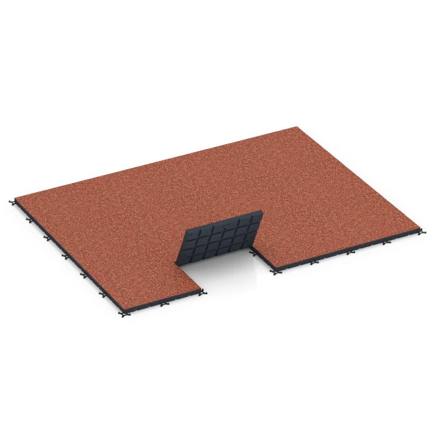 Typische Verlegung oder Einbausituation für den Artikel 7145 von WARCO - Outdoor-Fitnessboden, Farbton Feuersglut in der Abmessung 60 x 60 x 4 cm | 0,36 m².