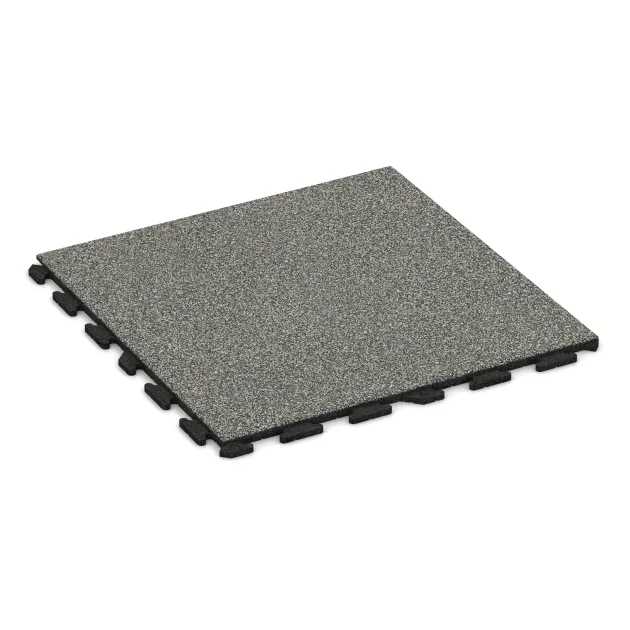 Foto der hinteren Seite vom unsymmetrischen WARCO-Formteil 1599: Fitnessboden Gummi-Fliesen Classic, Design Grauer Granit, Maße 1000 x 1000 x 30 mm.